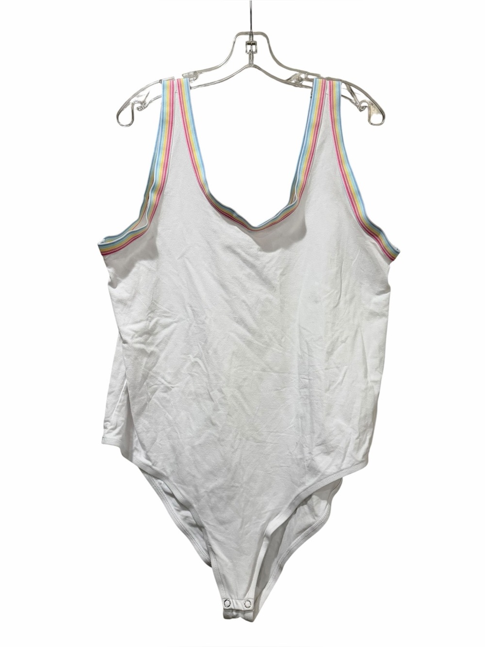 torrid White Bodysuit with Rainbow Trim